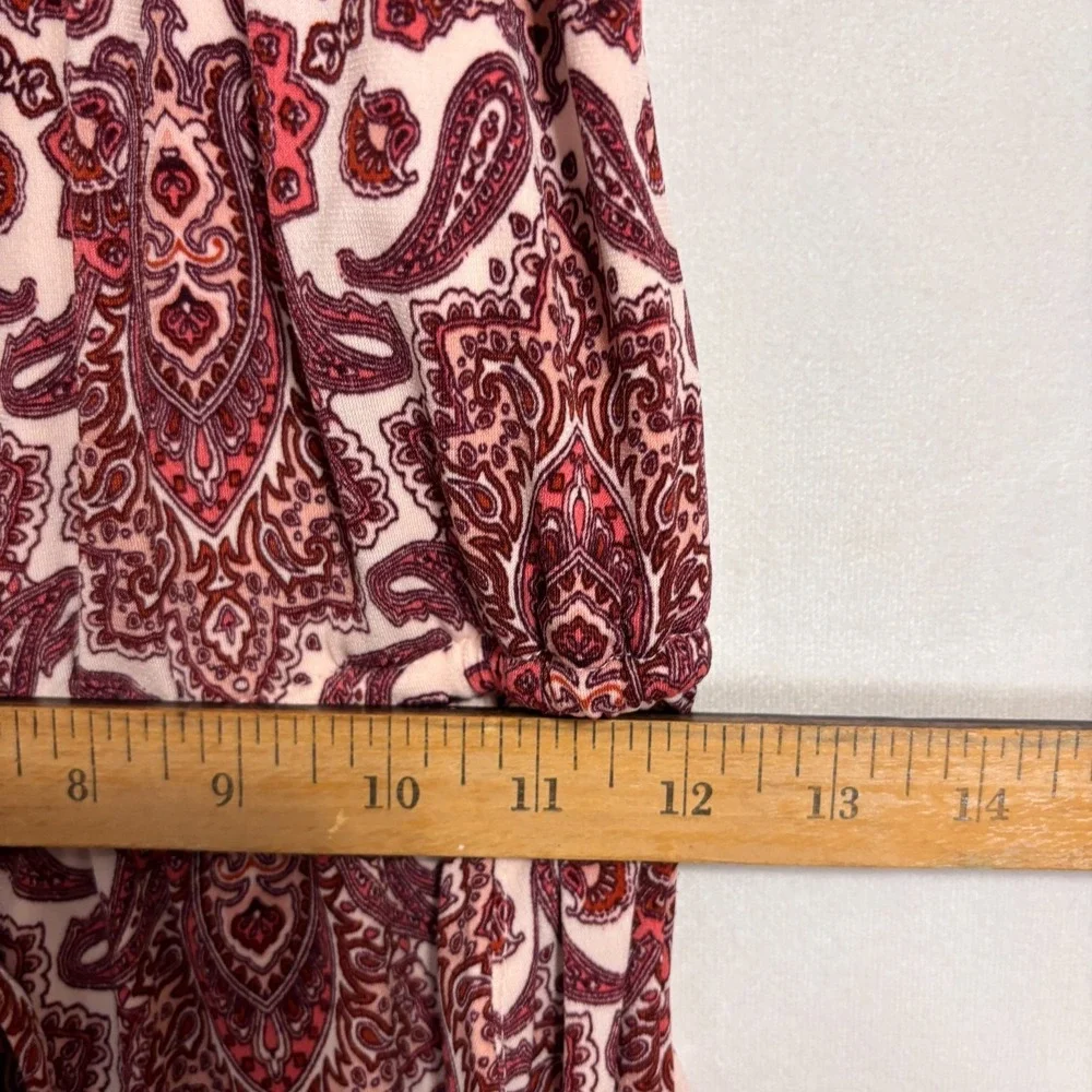 Maurices‎ Pink Paisley Print Sleeveless Tie Waist Cropped Wide Leg Jumpsuit Sz S